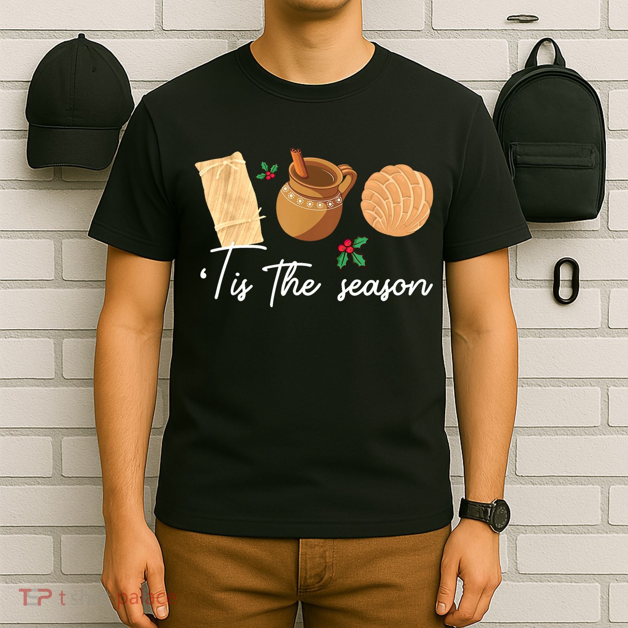 Tis The Season Christmas Mexican Concha Tamale Cafe De Olla T-Shirt