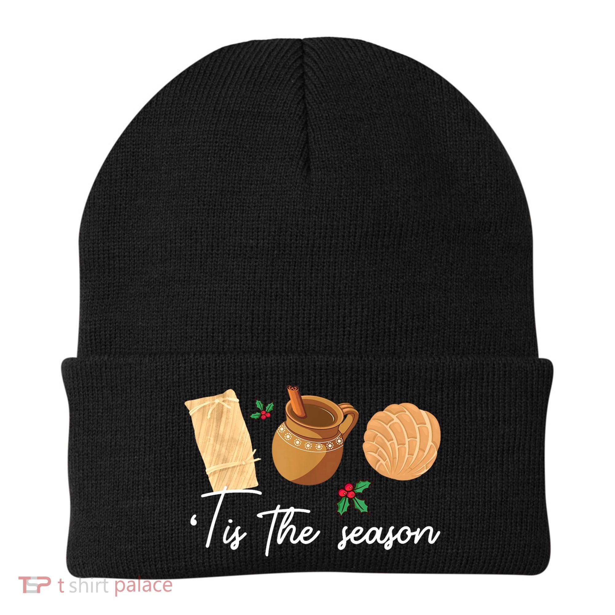 Tis The Season Christmas Mexican Concha Tamale Cafe De Olla Beanie