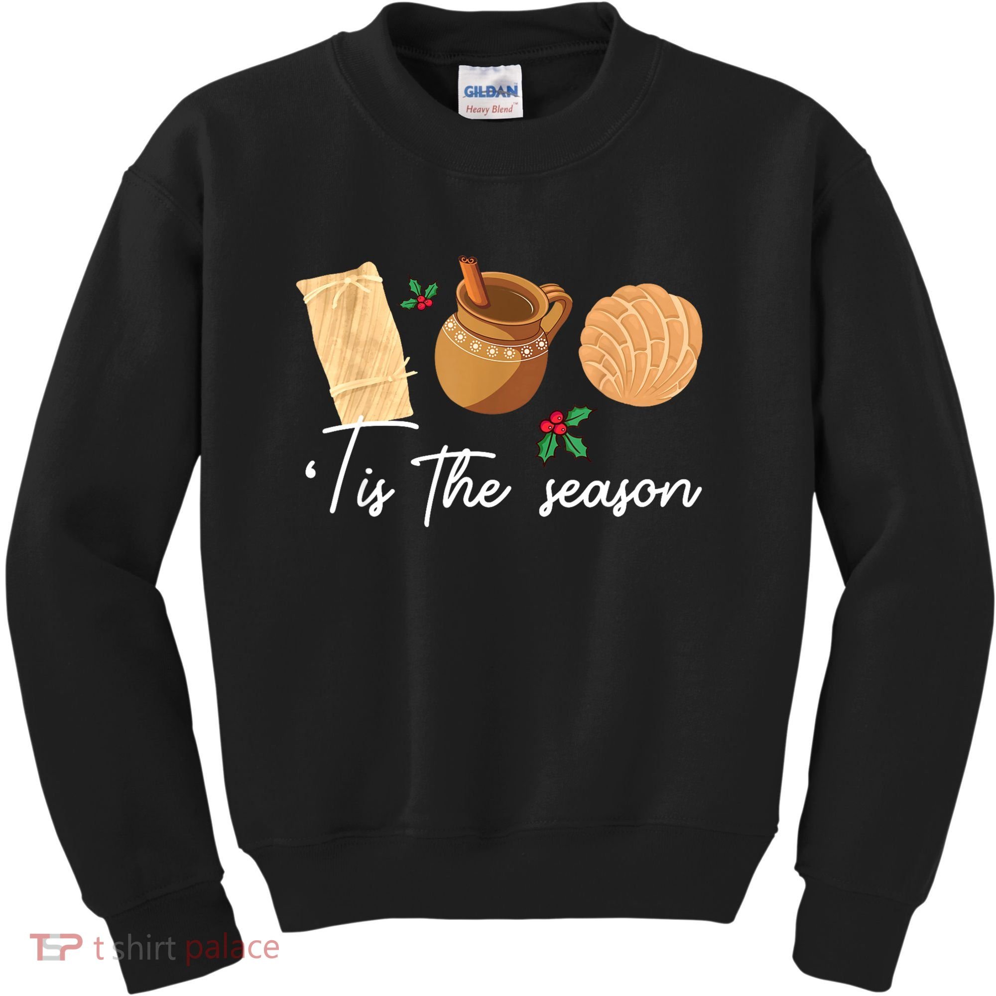Tis The Season Christmas Mexican Concha Tamale Cafe De Olla Kids Sweatshirt