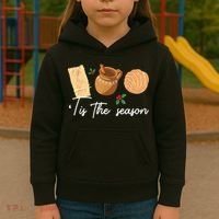 Tis The Season Christmas Mexican Concha Tamale Cafe De Olla Kids Hoodie thumb 3