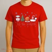 Tis The Season Christmas Xmas Holiday Coffee Baskeball Team T-Shirt thumb 3