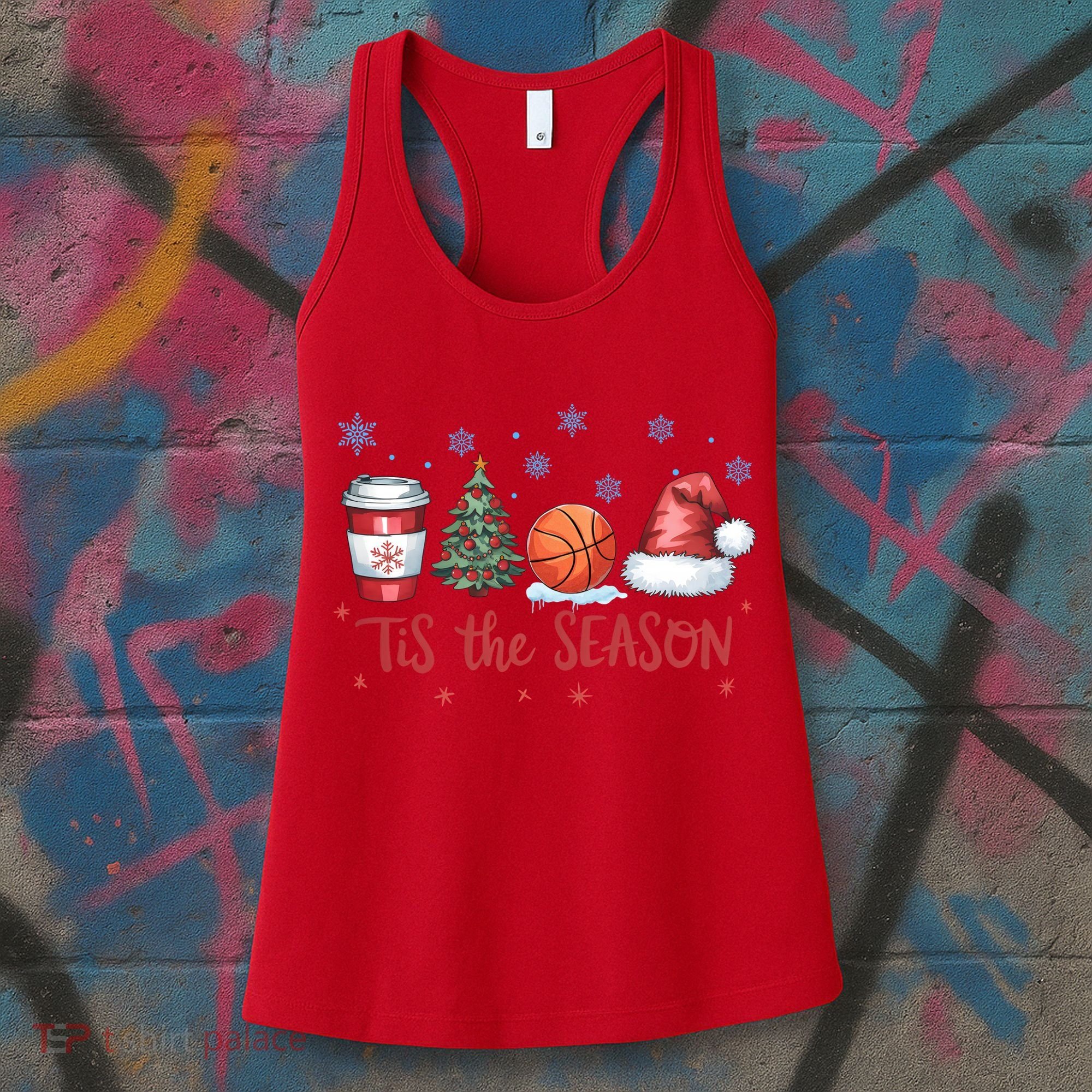 Tis The Season Christmas Xmas Holiday Coffee Baskeball Team Women's Tank Top