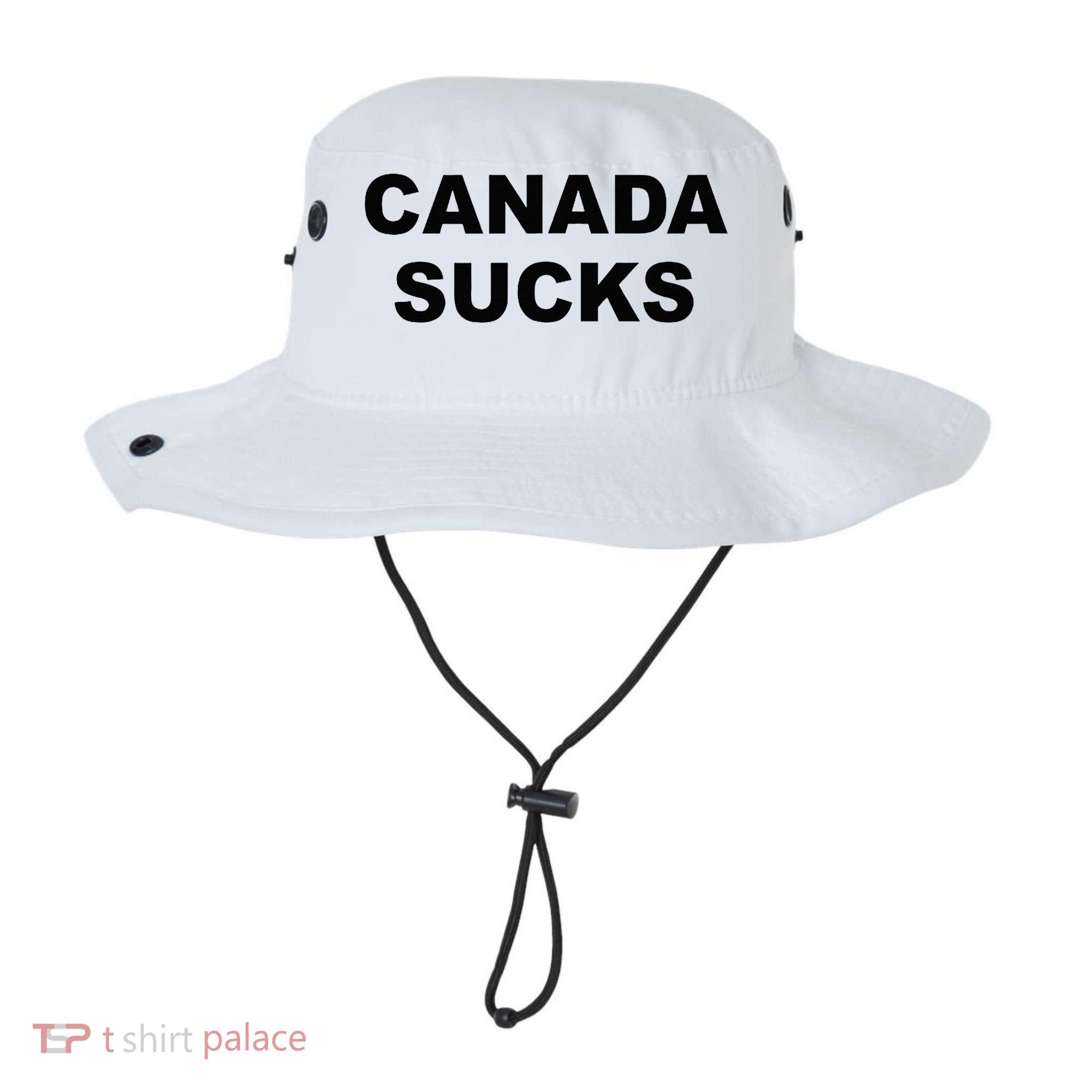 Top That Says CANADA SUCKS Funny Anti Canadian Bucket Hat