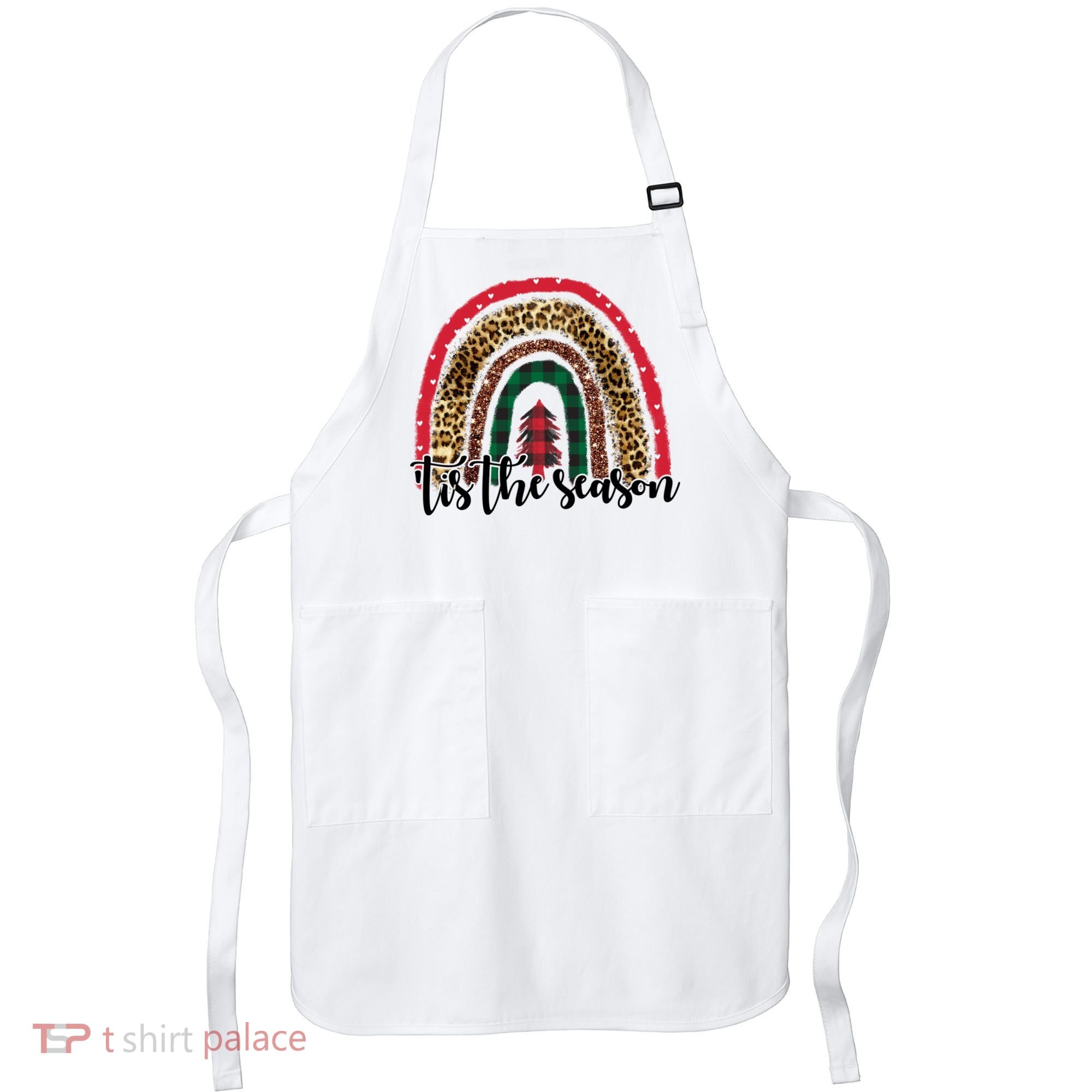 Tis The Season Holiday Rainbow Cute Christmas Apron