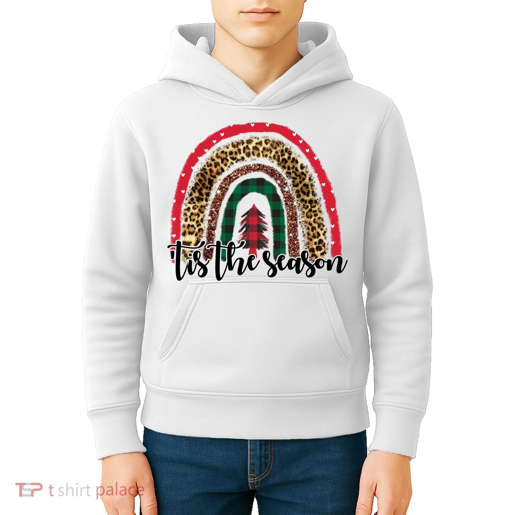 Tis The Season Holiday Rainbow Cute Christmas Kids Hoodie