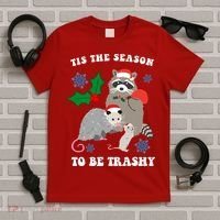Tis The Season To Be Trashy Funny Raccoon Christmas T-Shirt thumb 5