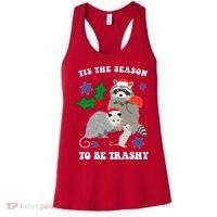 Tis The Season To Be Trashy Funny Raccoon Christmas Women's Tank Top thumb 0