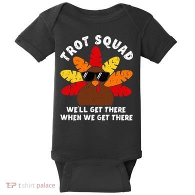 Turkey Trot Squad Race Funny Thanksgiving Running Runner Baby Bodysuit