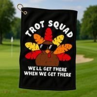 Turkey Trot Squad Race Funny Thanksgiving Running Runner Golf Towel thumb 1