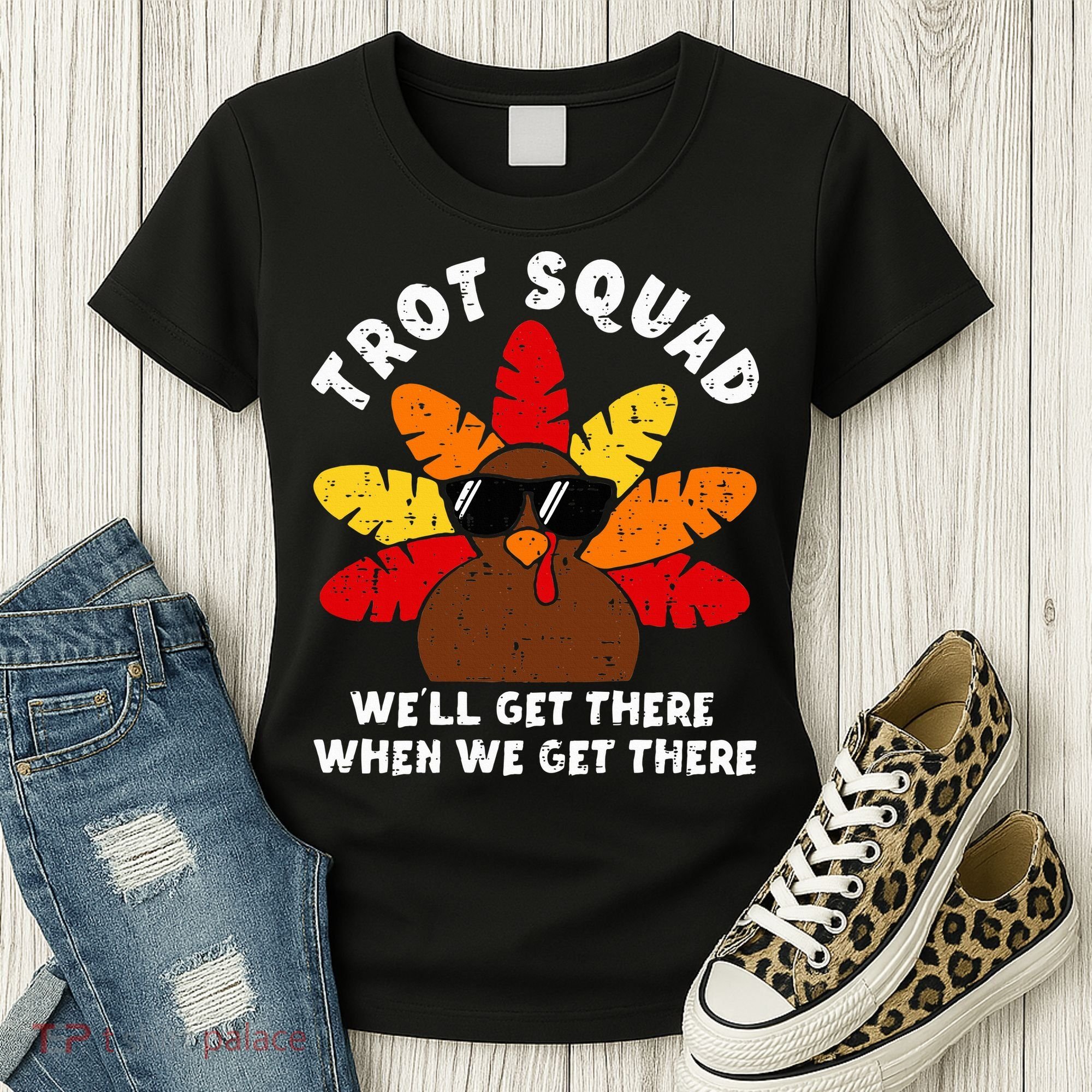 Turkey Trot Squad Race Funny Thanksgiving Running Runner Women's T-Shirt