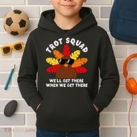 Turkey Trot Squad Race Funny Thanksgiving Running Runner Kids Hoodie thumb 2