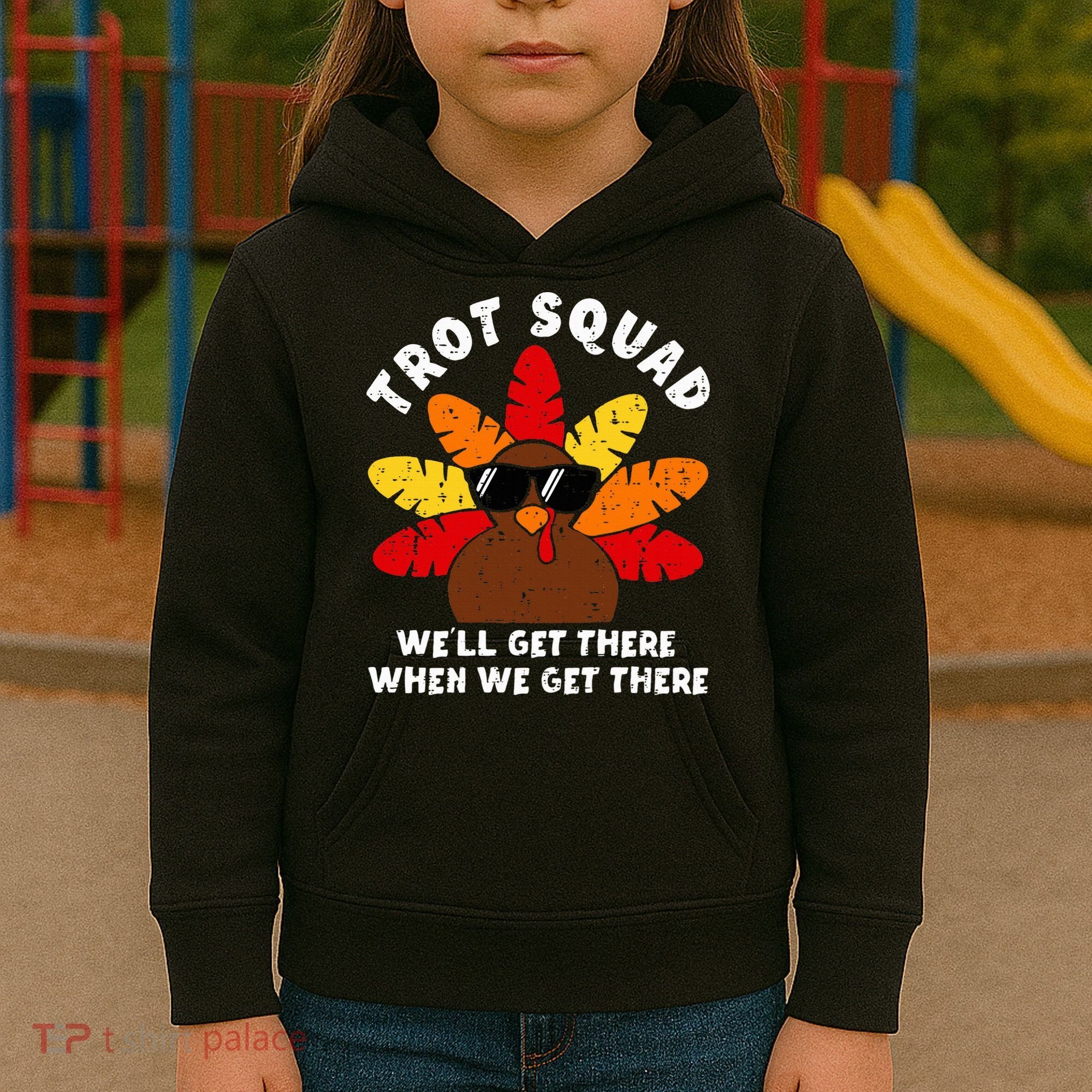 Turkey Trot Squad Race Funny Thanksgiving Running Runner Kids Hoodie