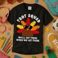 Turkey Trot Squad Race Funny Thanksgiving Running Runner Kids T-Shirt thumb 3