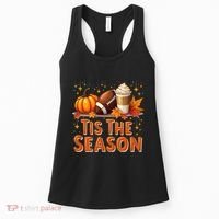 Tis The Season Fall Autumn Football Pumpkin Coffee Leaves Funny Gift Women's Tank Top thumb 0