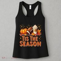 Tis The Season Fall Autumn Football Pumpkin Coffee Leaves Funny Gift Women's Tank Top thumb 3