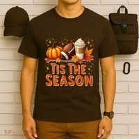 Tis The Season Fall Autumn Football Pumpkin Coffee Leaves Funny Gift T-Shirt thumb 6