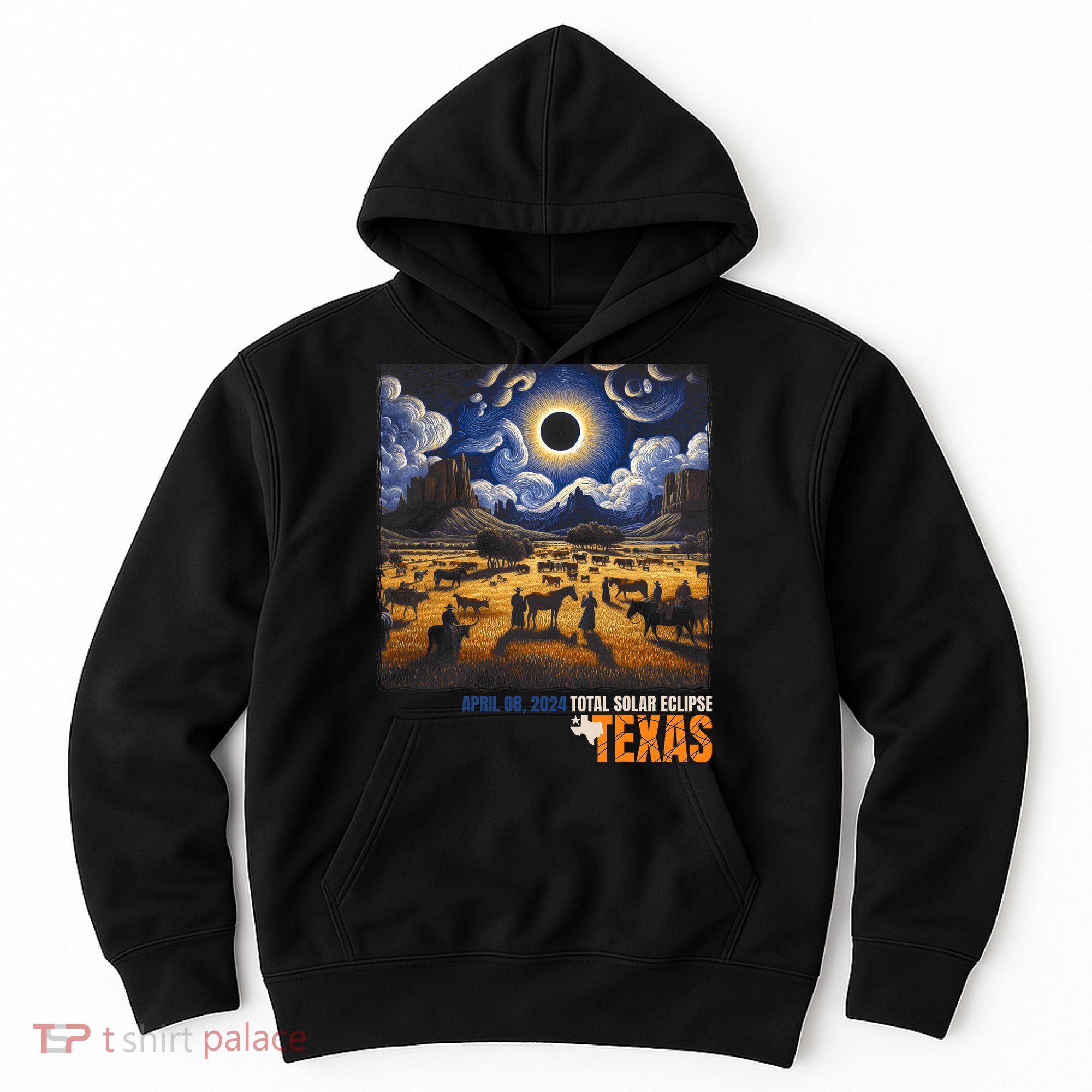 Texas Total Solar Eclipse Retro April 8 2024 Astronomy Hoodie