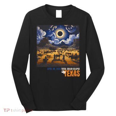 Texas Total Solar Eclipse Retro April 8 2024 Astronomy Long Sleeve Shirt