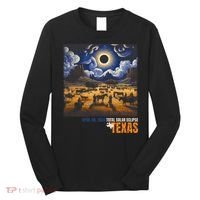 Texas Total Solar Eclipse Retro April 8 2024 Astronomy Long Sleeve Shirt thumb 0