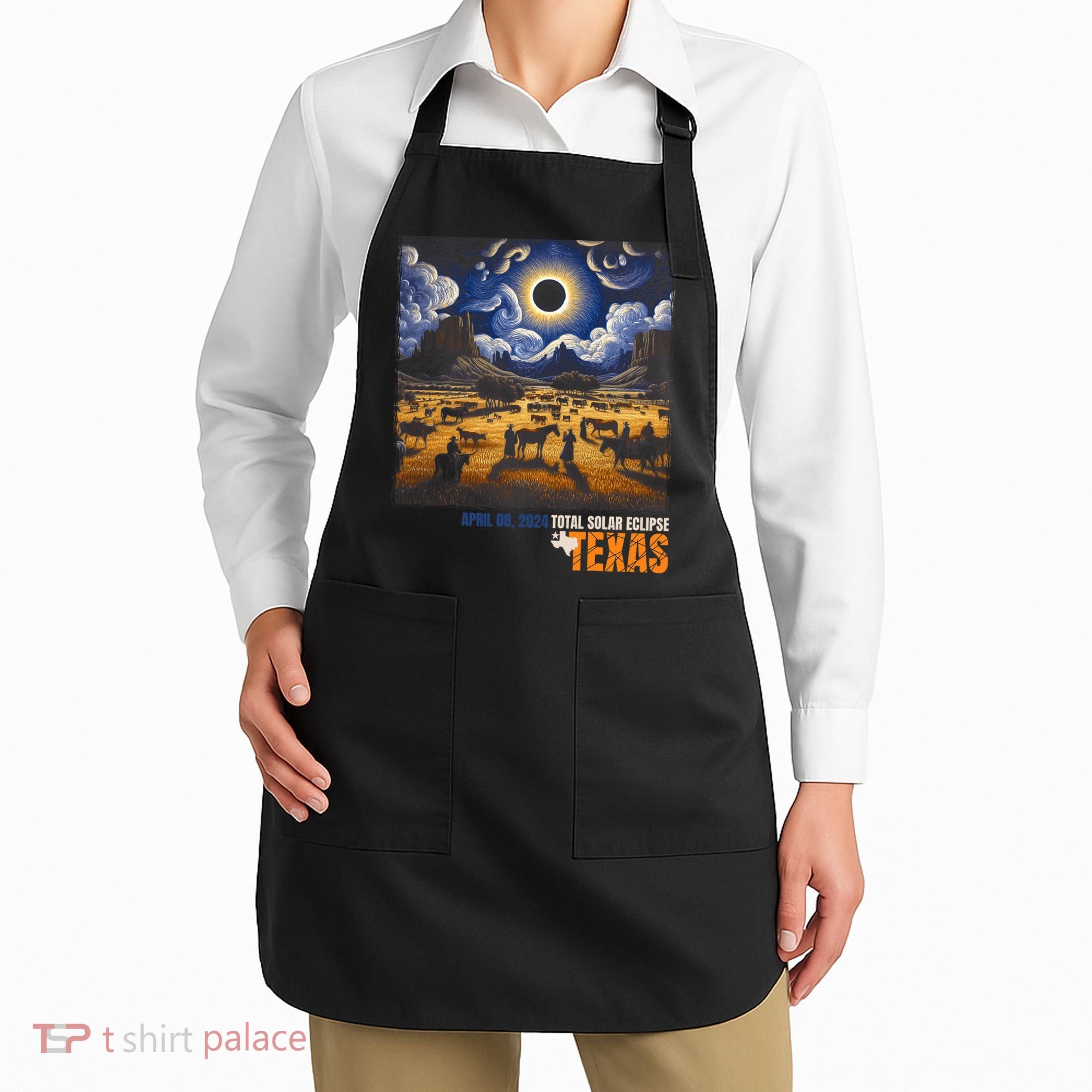 Texas Total Solar Eclipse Retro April 8 2024 Astronomy Apron