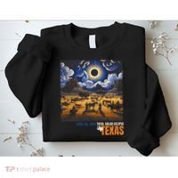 Texas Total Solar Eclipse Retro April 8 2024 Astronomy Sweatshirt thumb 2