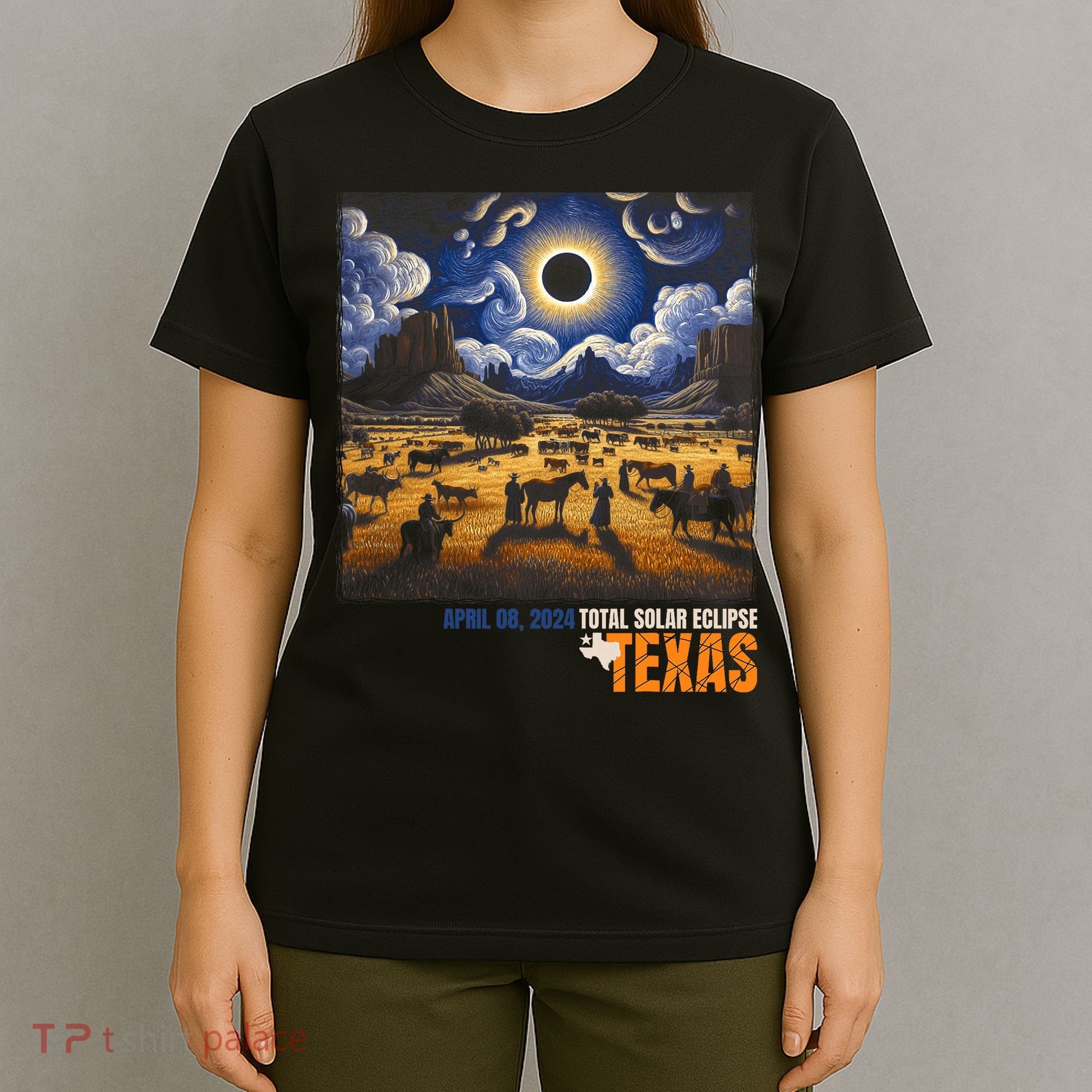 Texas Total Solar Eclipse Retro April 8 2024 Astronomy T-Shirt