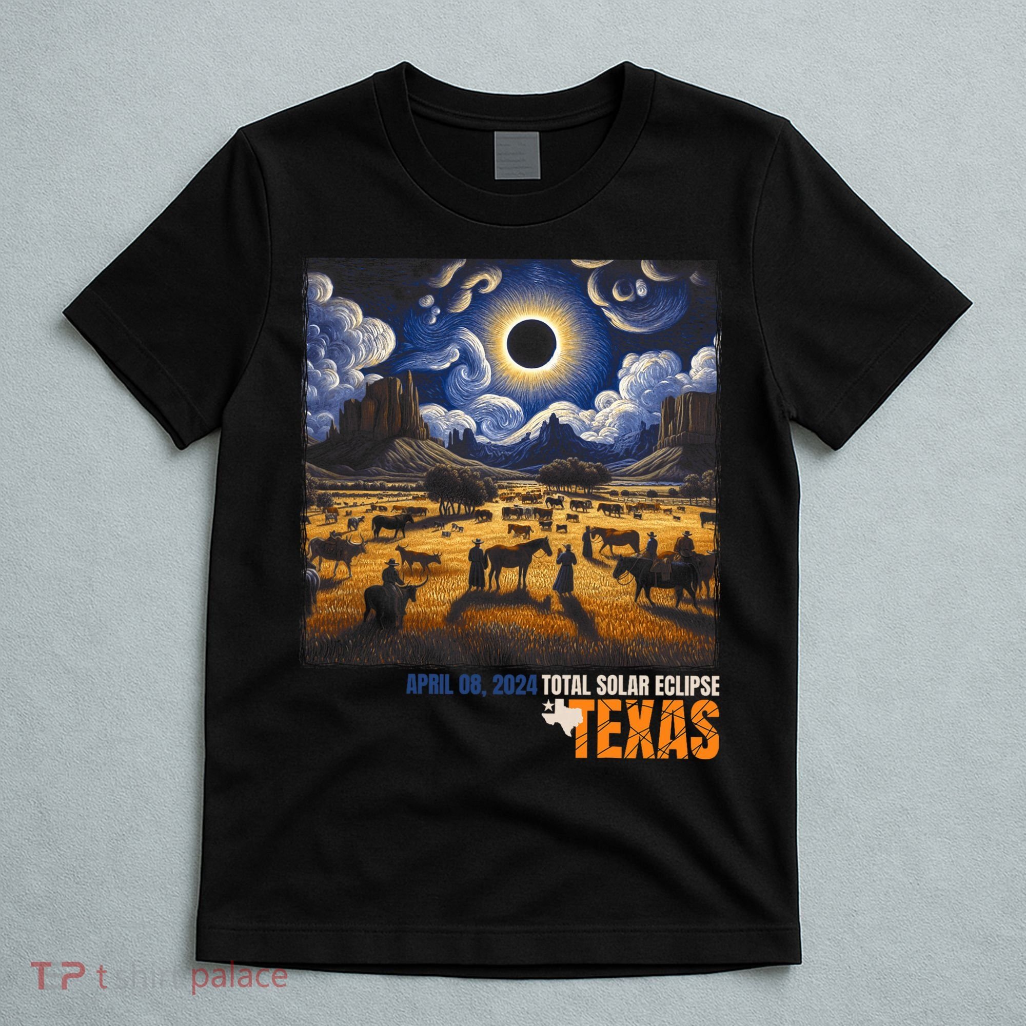 Texas Total Solar Eclipse Retro April 8 2024 Astronomy T-Shirt