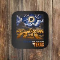 Texas Total Solar Eclipse Retro April 8 2024 Astronomy Coaster thumb 0