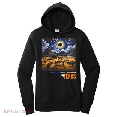 Texas Total Solar Eclipse Retro April 8 2024 Astronomy Women's Hoodie