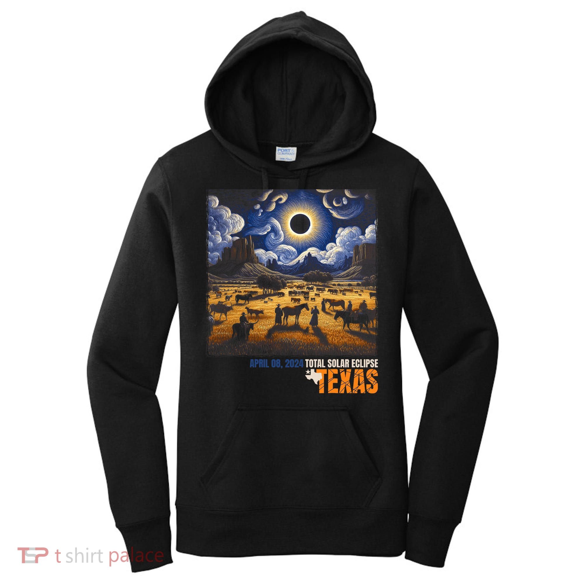 Texas Total Solar Eclipse Retro April 8 2024 Astronomy Women's Hoodie