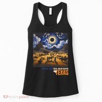 Texas Total Solar Eclipse Retro April 8 2024 Astronomy Women's Tank Top thumb 0