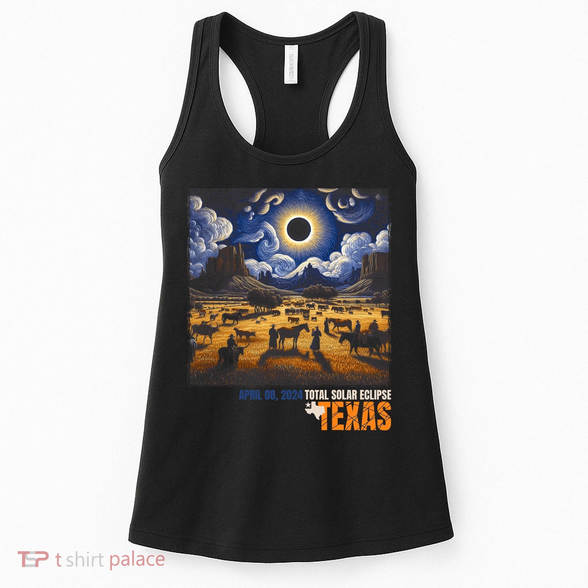 Texas Total Solar Eclipse Retro April 8 2024 Astronomy Women's Tank Top