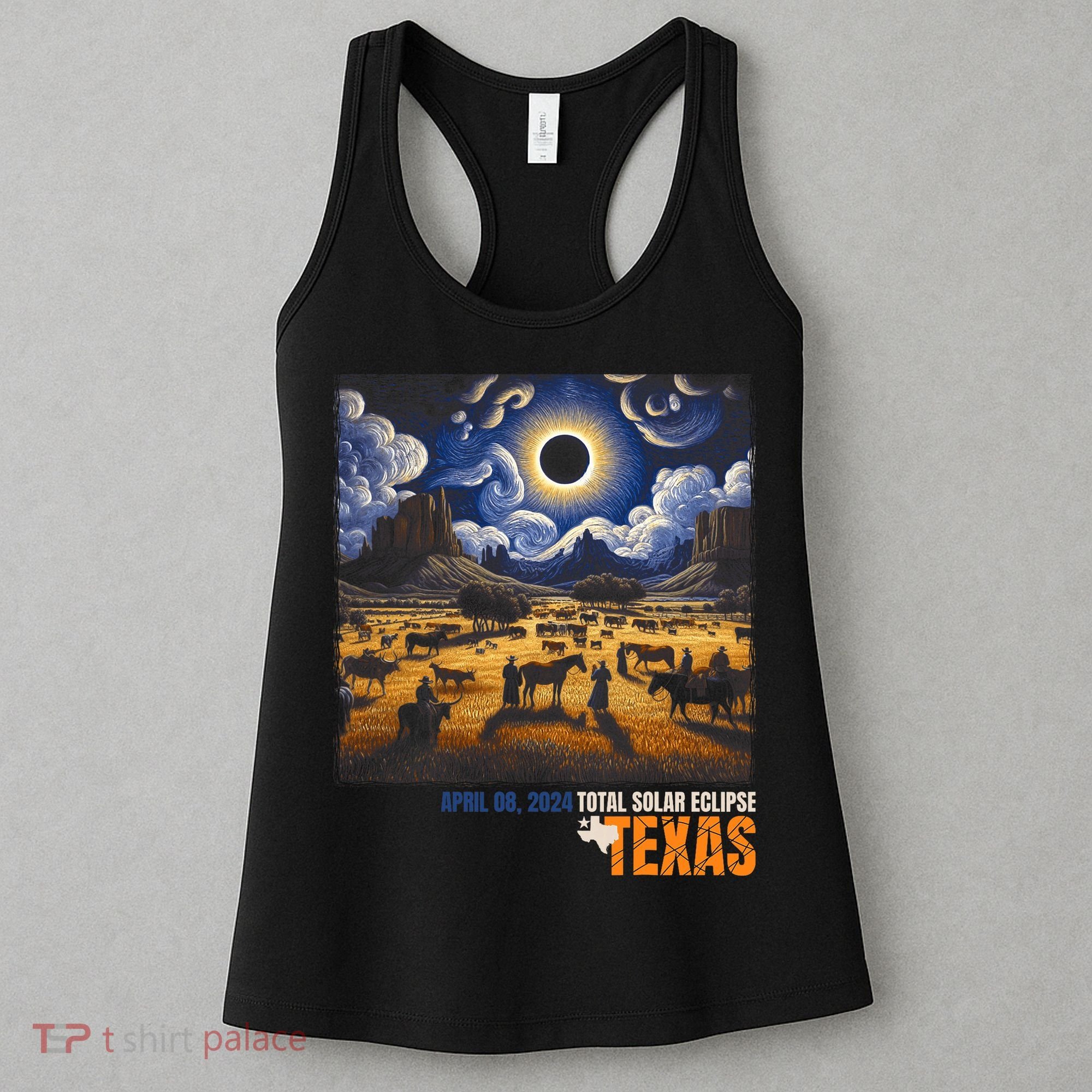 Texas Total Solar Eclipse Retro April 8 2024 Astronomy Women's Tank Top