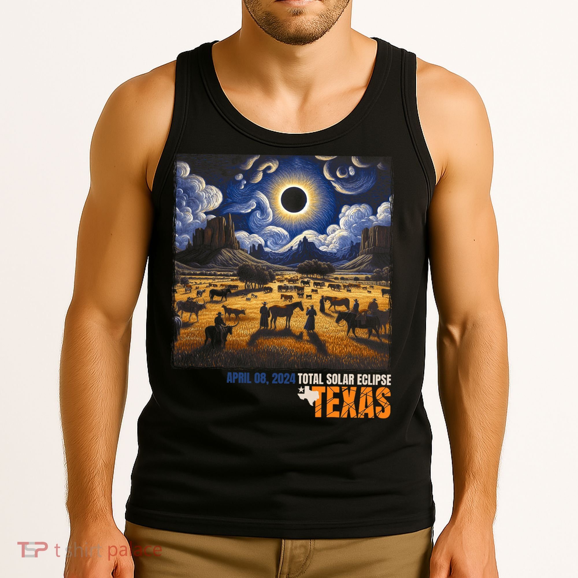 Texas Total Solar Eclipse Retro April 8 2024 Astronomy Tank Top