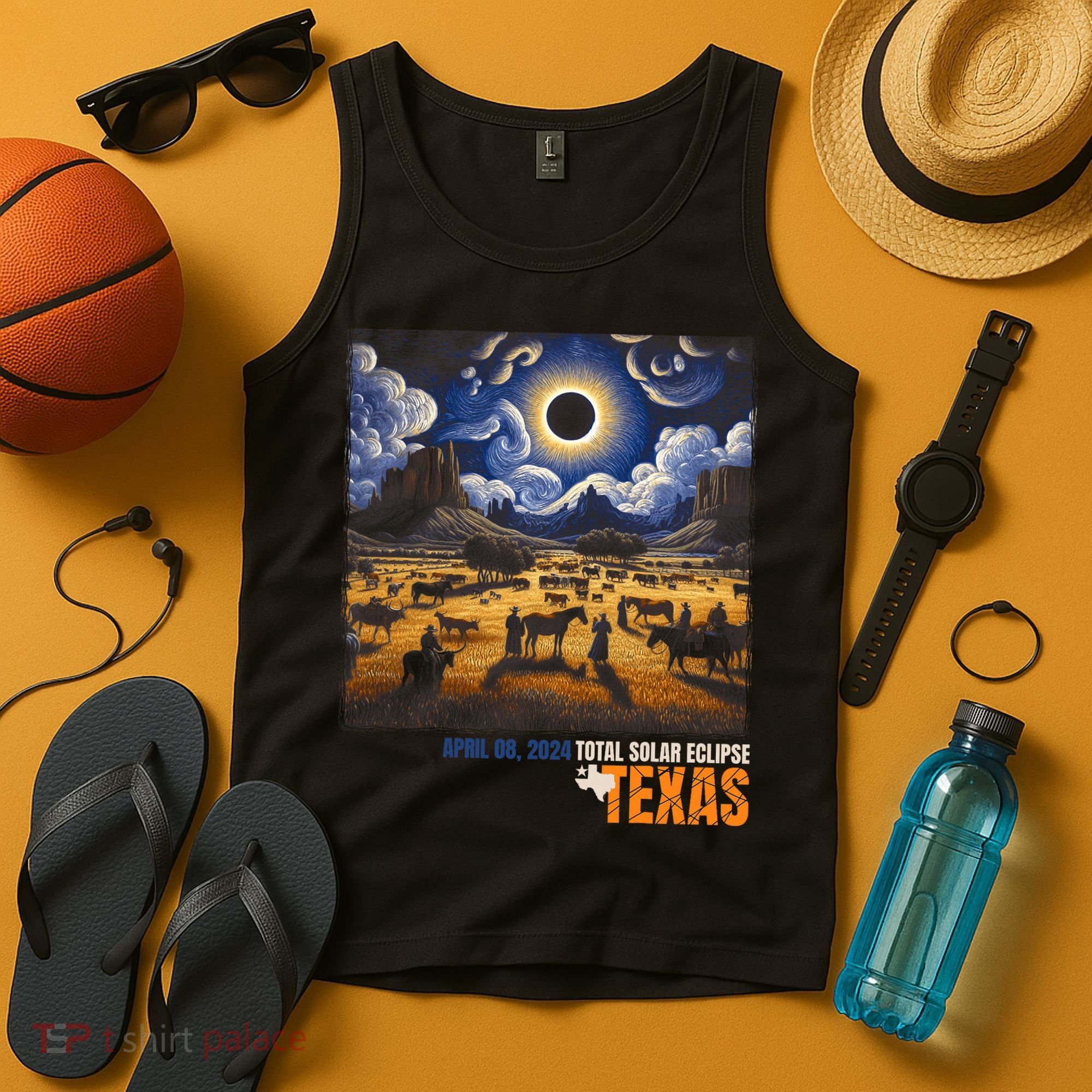 Texas Total Solar Eclipse Retro April 8 2024 Astronomy Tank Top