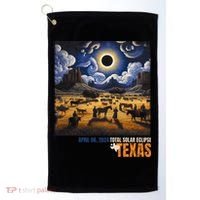 Texas Total Solar Eclipse Retro April 8 2024 Astronomy Golf Towel thumb 0