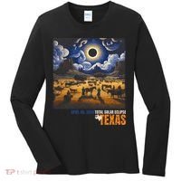 Texas Total Solar Eclipse Retro April 8 2024 Astronomy Women's Long Sleeve Shirt thumb 0