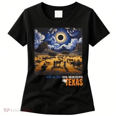 Texas Total Solar Eclipse Retro April 8 2024 Astronomy Women's T-Shirt