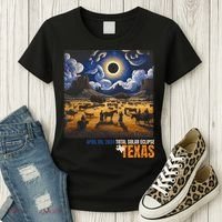 Texas Total Solar Eclipse Retro April 8 2024 Astronomy Women's T-Shirt thumb 3