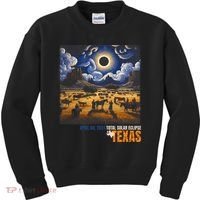 Texas Total Solar Eclipse Retro April 8 2024 Astronomy Kids Sweatshirt thumb 0