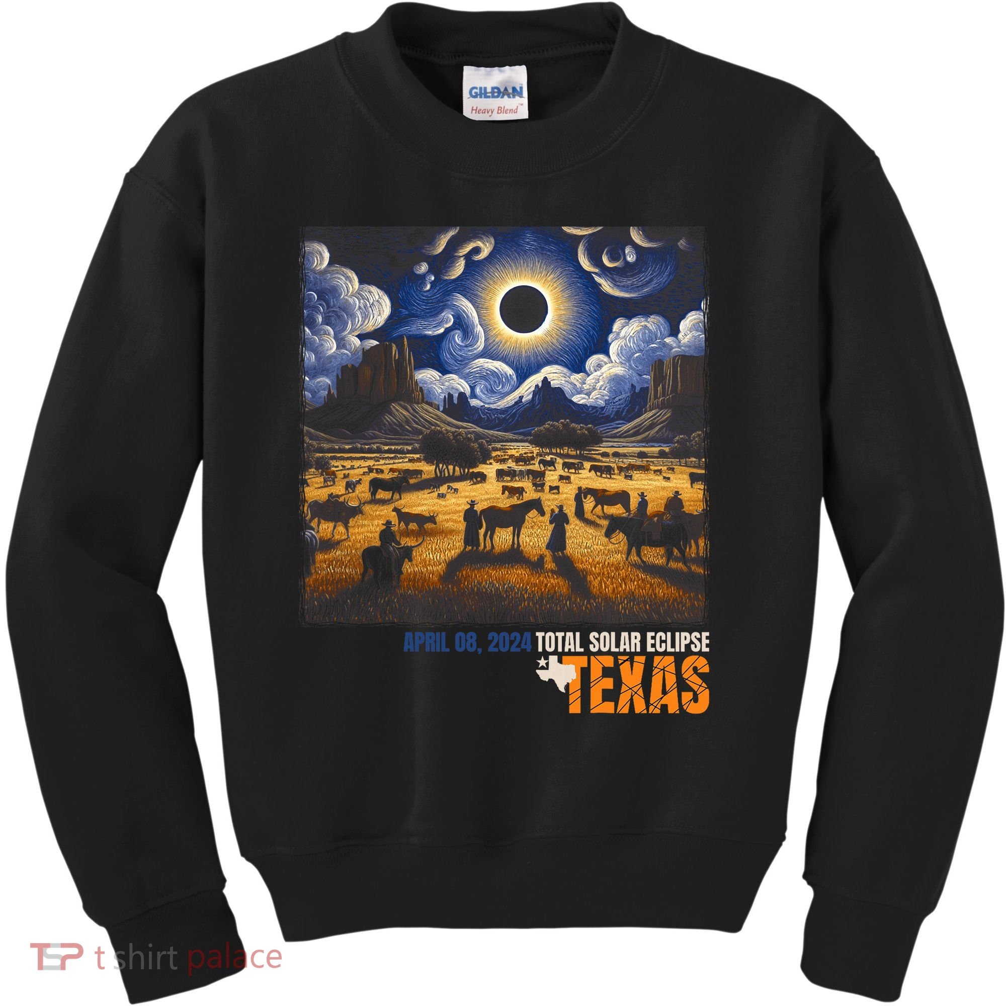 Texas Total Solar Eclipse Retro April 8 2024 Astronomy Kids Sweatshirt