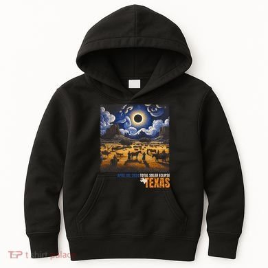 Texas Total Solar Eclipse Retro April 8 2024 Astronomy Kids Hoodie