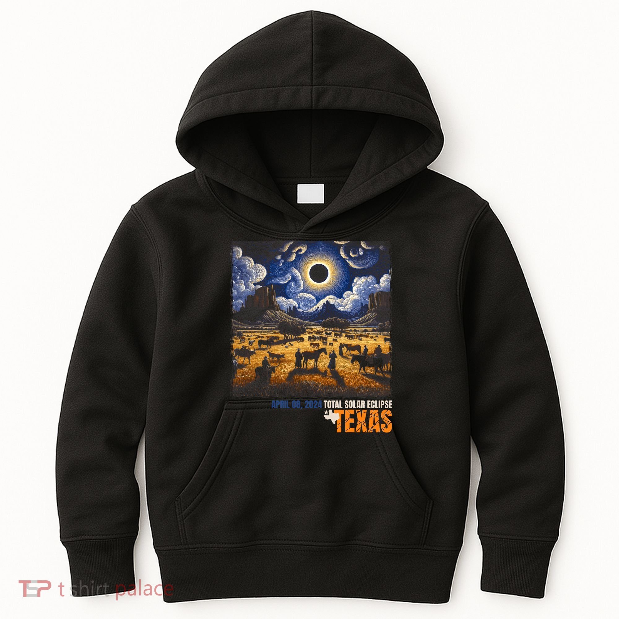 Texas Total Solar Eclipse Retro April 8 2024 Astronomy Kids Hoodie