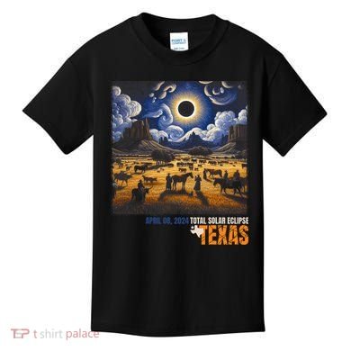 Texas Total Solar Eclipse Retro April 8 2024 Astronomy Kids T-Shirt