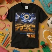 Texas Total Solar Eclipse Retro April 8 2024 Astronomy Kids T-Shirt thumb 3
