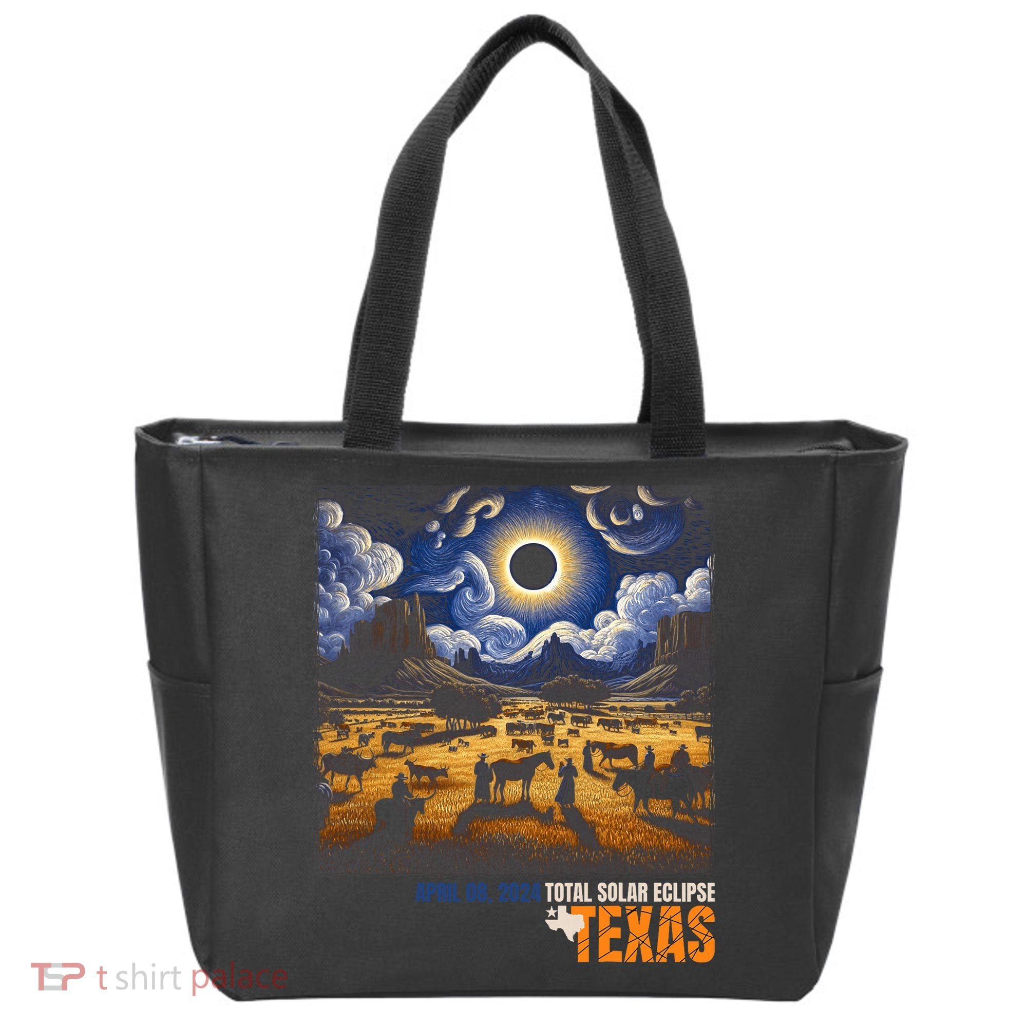 Texas Total Solar Eclipse Retro April 8 2024 Astronomy Tote Bag
