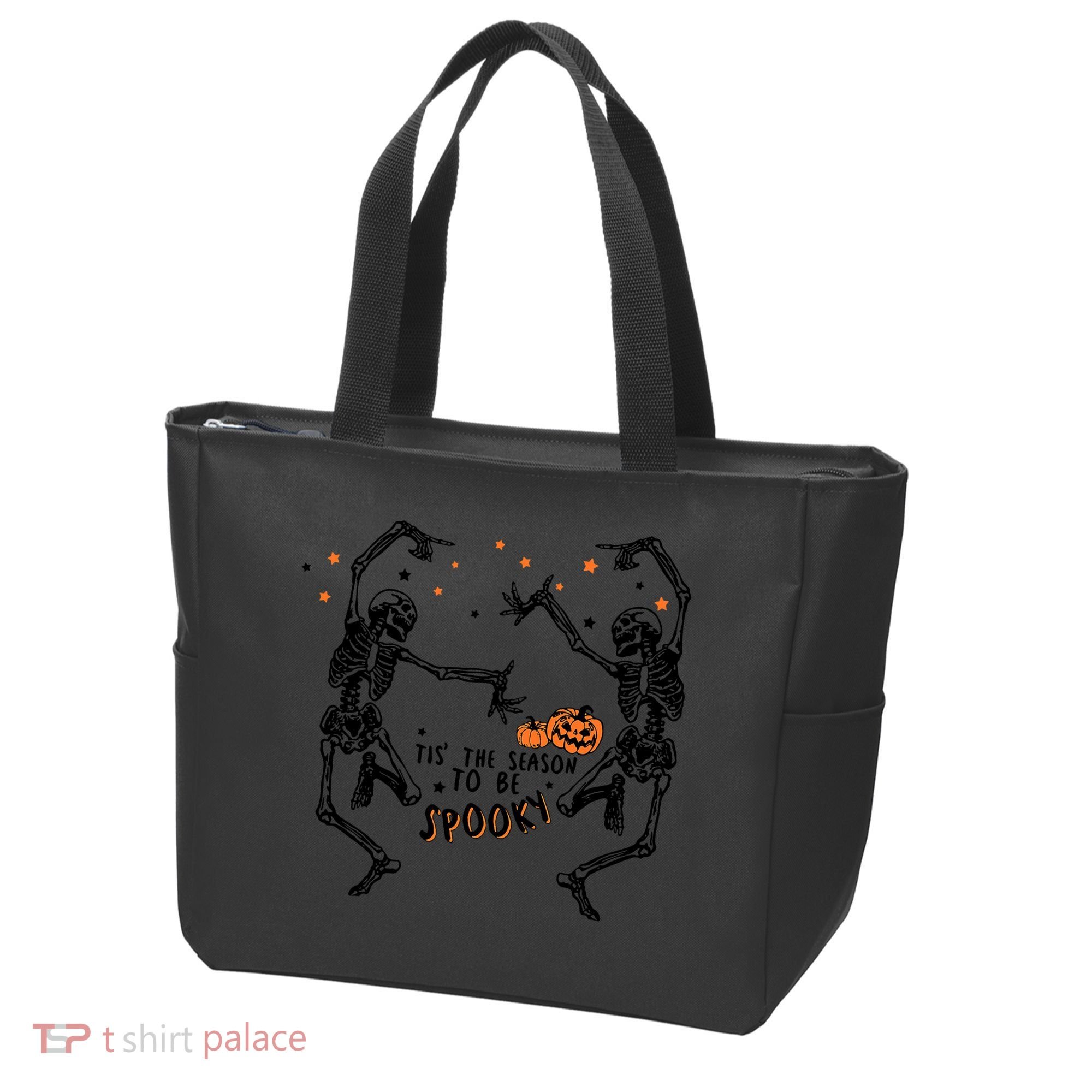 Tis The Season To Be Spooky Halloween Dancing Skeletons Tote Bag
