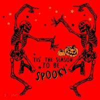Tis The Season To Be Spooky Halloween Dancing Skeletons Santa Hat thumb 1