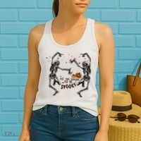 Tis The Season To Be Spooky Halloween Dancing Skeletons Women's Tank Top thumb 2