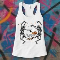Tis The Season To Be Spooky Halloween Dancing Skeletons Women's Tank Top thumb 3